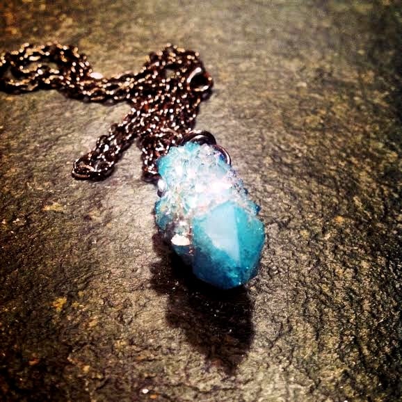 Lyra Crystal Necklace - “Aqua Aura Quartz” – hannahfrost
